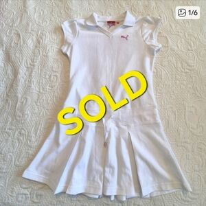 Puma girls size XL white tennis dress pleated shirt NWOT